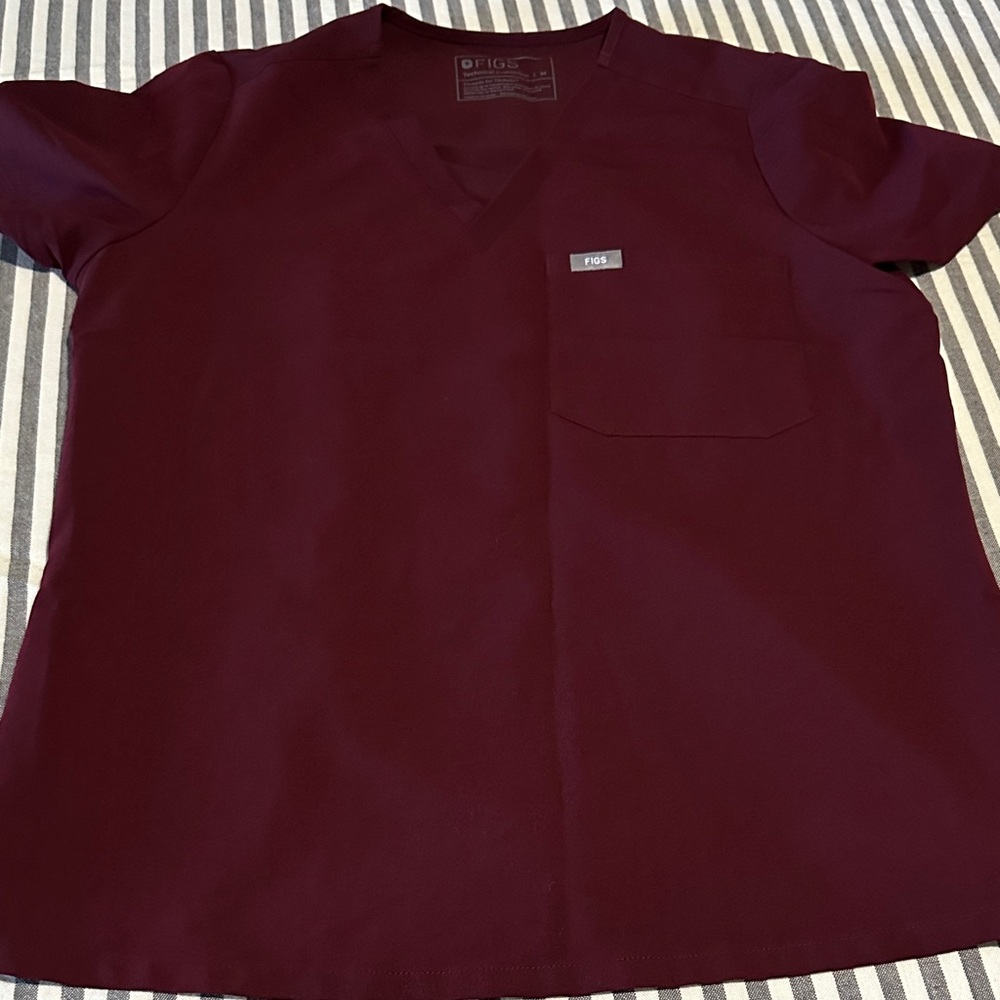 Burgundy V-Neck Women’s scrubs  Shirt figs